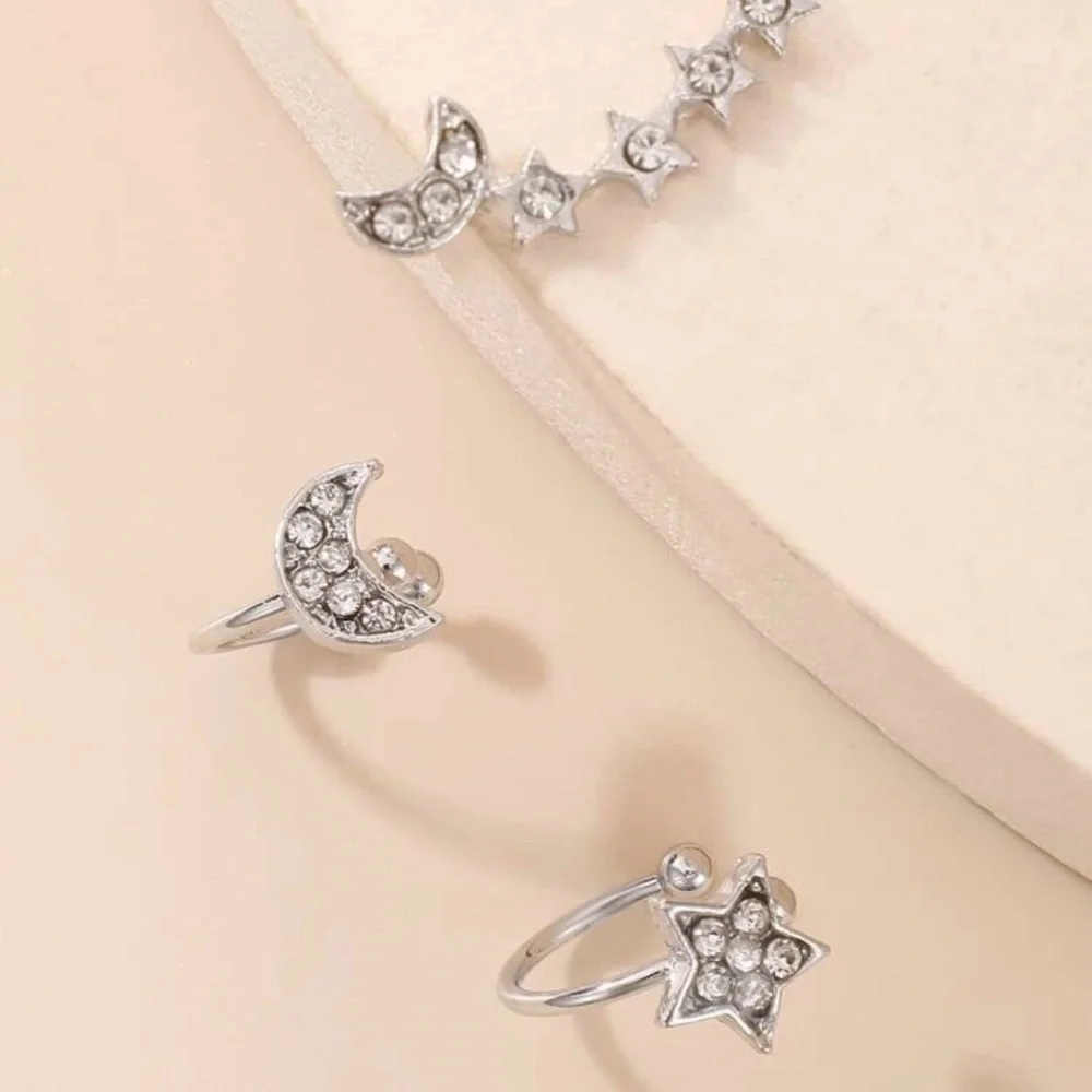3 Pc Rhinestone Ear Climber - Picture 2 of 4